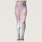 Etheral Periwinkle Pink & Gold Inky Fantasy Glam Leggings (Voorkant)