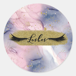Etheral Periwinkle Pink Gold Inky Fantasy Lashes Ronde Sticker