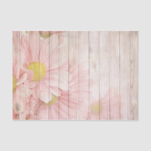 Etheral Pink Daisies on Wood Tissuepapier (Voorkant)