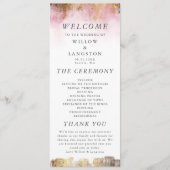 Etheral Pink-Waterverf en Gold Wedding-ceremonie Programmakaart (Voorkant)