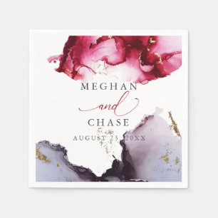 Etheral Ruby Red en Paarse Abstracte Napkins Servet