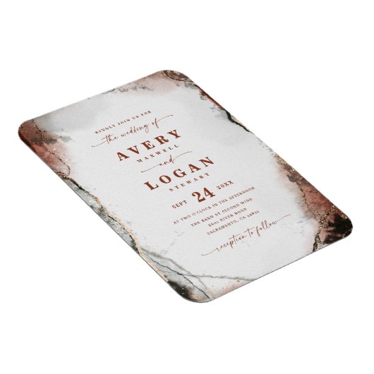 Etheral Rust & Hunter Green Wedding Invitation Magneet (Rechterzijde)