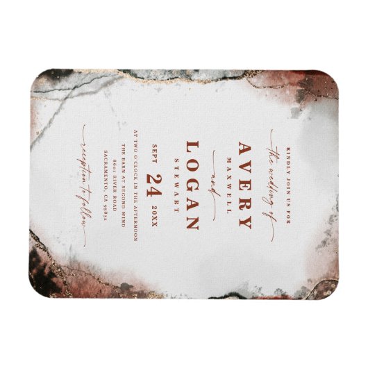 Etheral Rust & Hunter Green Wedding Invitation Magneet (Horizontaal)