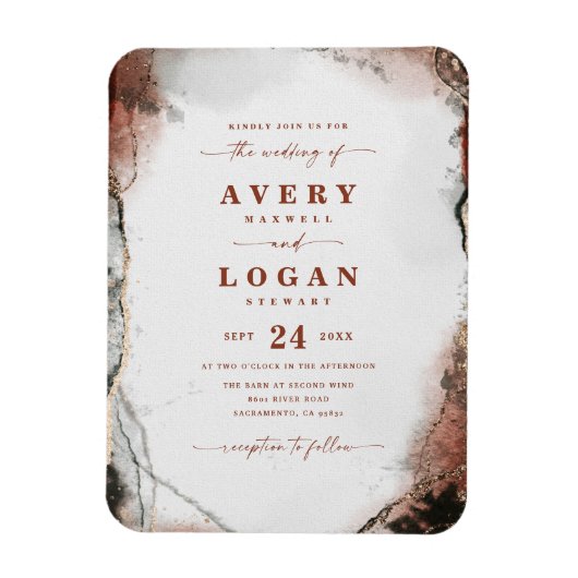 Etheral Rust & Hunter Green Wedding Invitation Magneet (Verticaal)
