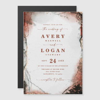 Etheral Rust & Hunter Magnetic Wedding Invitation