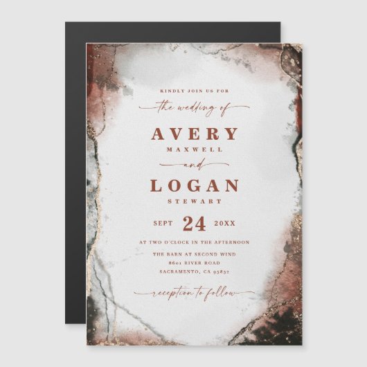 Etheral Rust & Hunter Magnetic Wedding Invitation (Voorkant / Achterkant)
