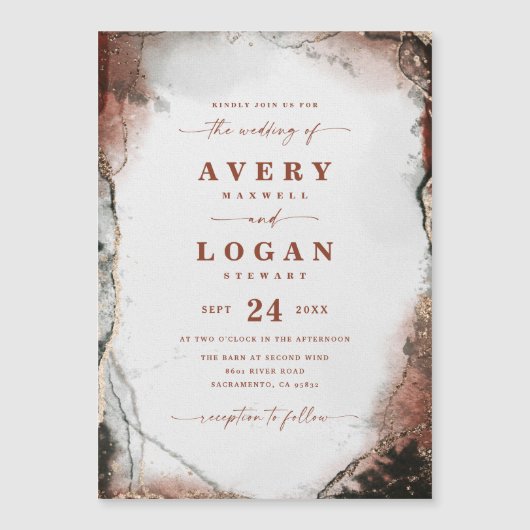 Etheral Rust & Hunter Magnetic Wedding Invitation (Voorkant)