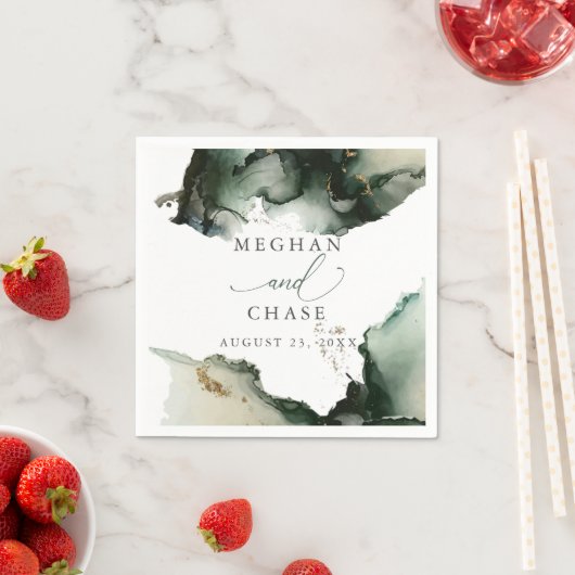 Etheral Sage Green Waterverf Abstract Napkins Servet (Insitu)