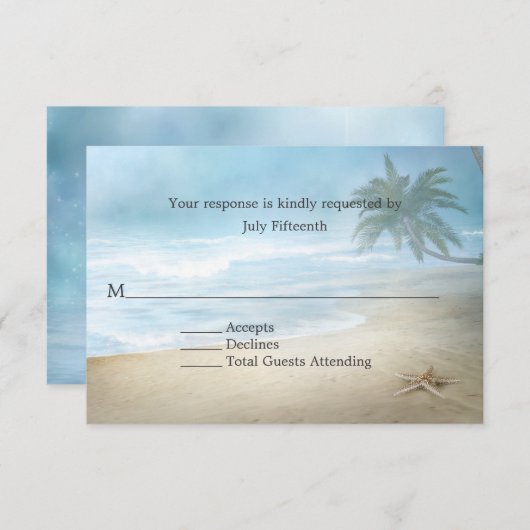 Etheral Sandy Beach Wedding RSVP Card (Voorkant / Achterkant)