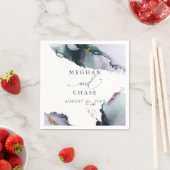 Etheral Smokey Amethyst en Dusty Blue Abstract Servet (Insitu)