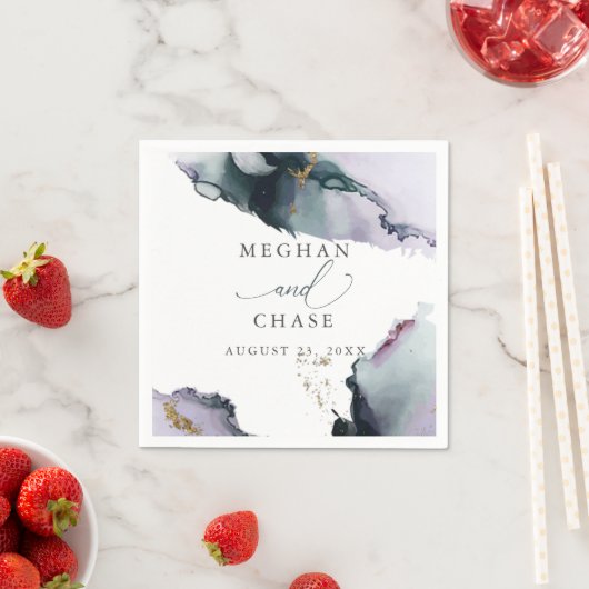 Etheral Smokey Amethyst en Dusty Blue Abstract Servet (Insitu)