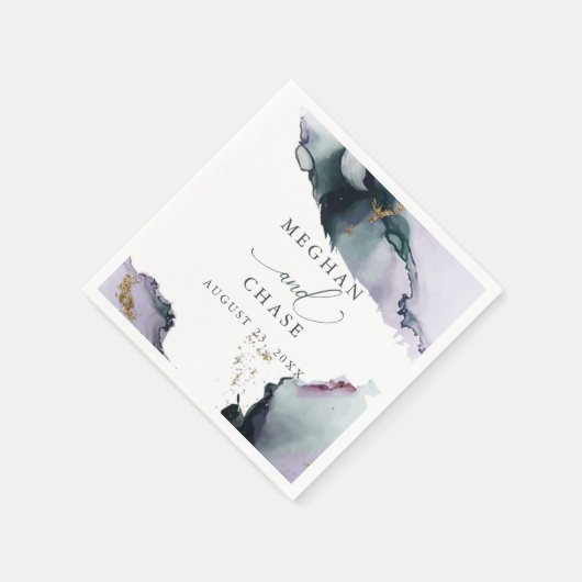 Etheral Smokey Amethyst en Dusty Blue Abstract Servet (Hoek)