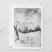 Etheral Snowy Forest Winter Wedding Save The Date (Voorkant)