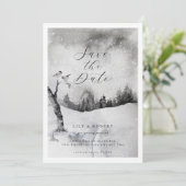 Etheral Snowy Forest Winter Wedding Save The Date (Staand voorkant)