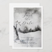 Etheral Snowy Forest Winter Wedding Save The Date (Voorkant / Achterkant)
