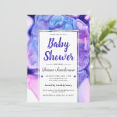 Etheral Wave Baby Shower Invitaties Paars meisje Kaart (Staand voorkant)