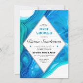 Etheral Wave Baby Shower Invitations Boy Blue Kaart (Voorkant)