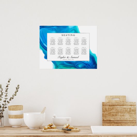 Etheral Wave Beach Island Wedding Seding Chart M Poster (Keuken)