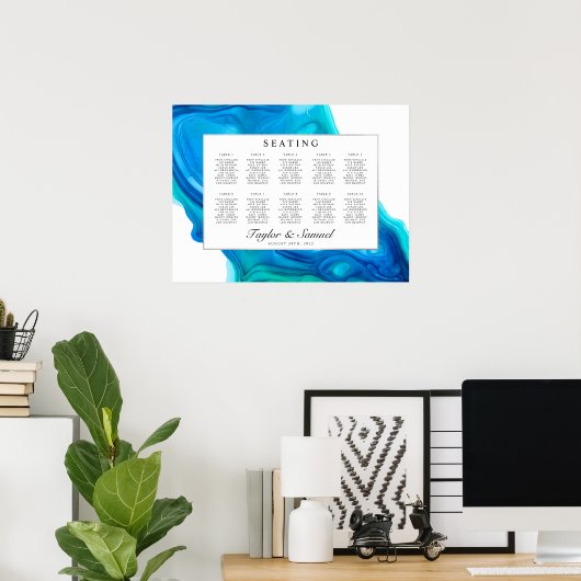 Etheral Wave Beach Island Wedding Seding Chart M Poster (Thuiskantoor)