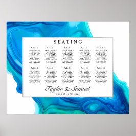 Etheral Wave Beach Island Wedding Seding Chart M Poster