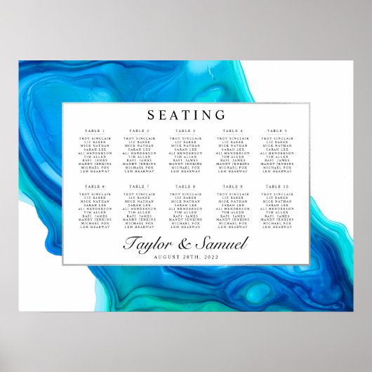 Etheral Wave Beach Island Wedding Seding Chart M Poster (Voorkant)