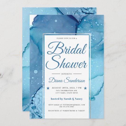 Etheral Wave Bridal Shower Invitations V07 Kaart (Voorkant / Achterkant)