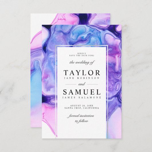 Etheral Wave Save the Date Invitation Small V03 Kaart (Voorkant / Achterkant)