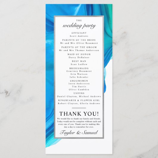 Etheral Wave Wedding Ceremony Program Beach Programmakaart (Achterkant)