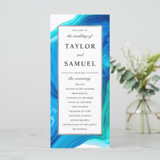 Etheral Wave Wedding Ceremony Program Beach Programmakaart (Staand voorkant)