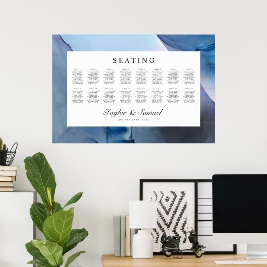 Etheral Wave Wedding Seating Chart V06 Poster (Thuiskantoor)