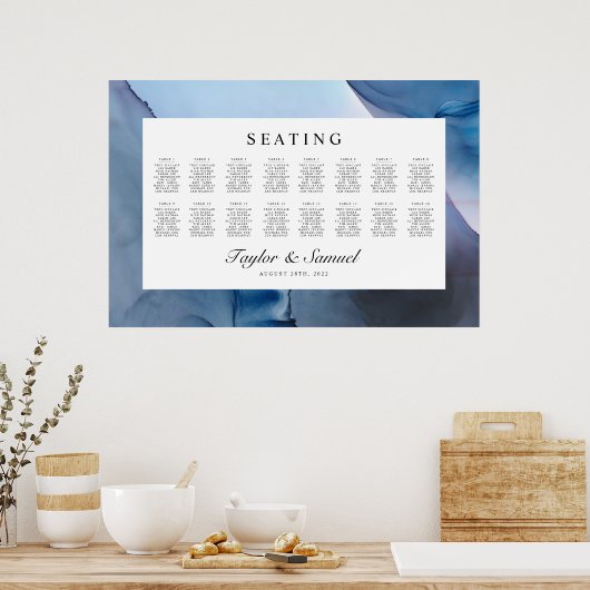 Etheral Wave Wedding Seating Chart V06 Poster (Keuken)