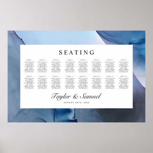 Etheral Wave Wedding Seating Chart V06 Poster (Voorkant)