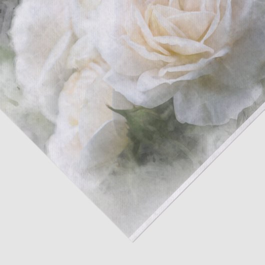 Etheral White Roses Tissue Paper Tissuepapier (Detail)