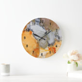 Etherale Abstracte Oranje grijze goudkunst Grote Klok (Huis)