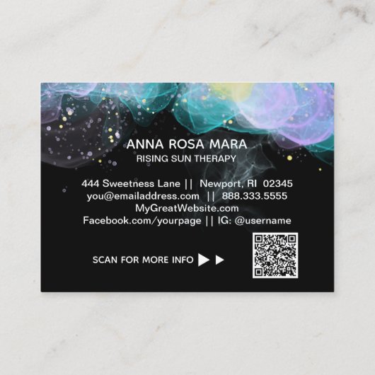 *~* Etherale AP46 Gold Glitter Abstracte QR-Logo Visitekaartje (Achterkant)