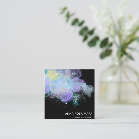 *~* Etherale AP46 Gold Glitter Logo Abstract QR Vierkante Visitekaartje (Staand voorkant)