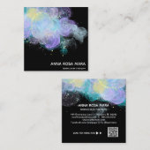 *~* Etherale AP46 Gold Glitter Logo Abstract QR Vierkante Visitekaartje (Voorkant / Achterkant)