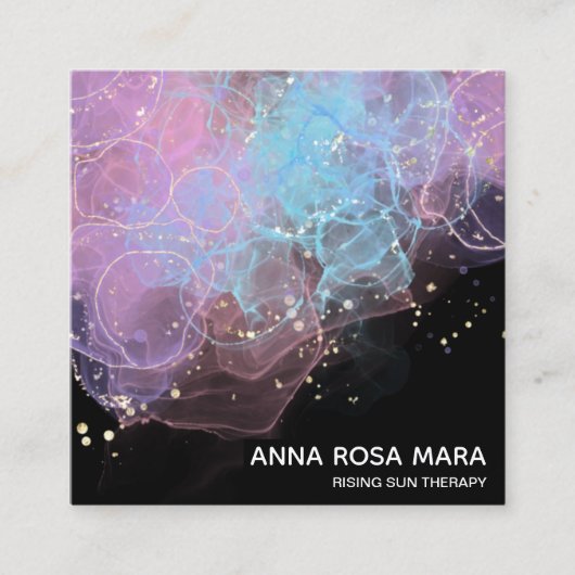 *~* Etherale AP46 Magische Glitter Logo Abstracte  Vierkante Visitekaartje (Voorkant)