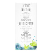 Etherale blauwe bloemen, calligrafie bruiloft prog reclamekaart (Achterkant)