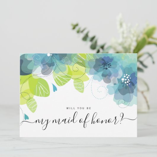 Etherale blauwe bloemen zal je mijn eerbewijs zijn kaart (Staand voorkant)