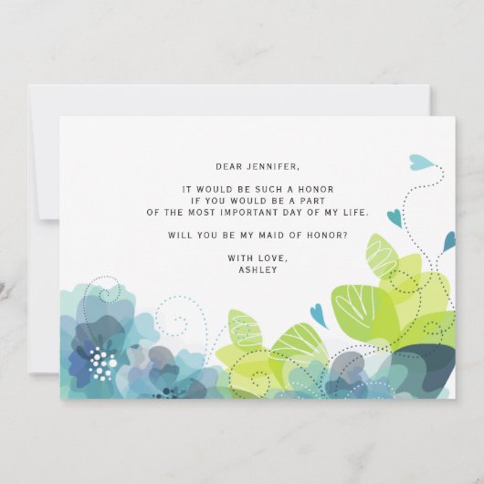 Etherale blauwe bloemen zal je mijn eerbewijs zijn kaart (Achterkant)