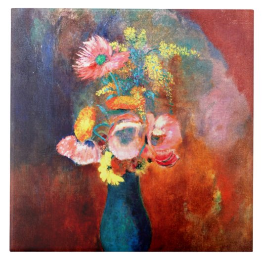 Etherale bloem, schilderij van Odilon Redon Tegeltje (Voorkant)