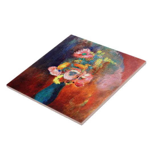 Etherale bloem, schilderij van Odilon Redon Tegeltje (Zijkant)