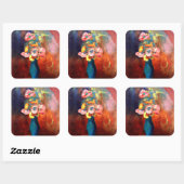 Etherale bloem vierkante sticker (Vel)