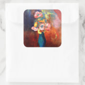 Etherale bloem vierkante sticker (Tas)