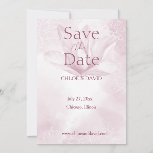 Etherale Magnolievloer, vlakke redder de datum Kaa Save The Date (Voorkant)