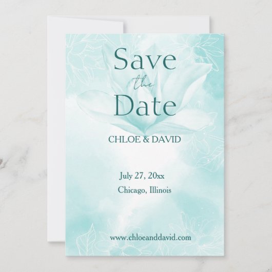 Etherale Magnolievloer, vlakke redder de datum Kaa Save The Date (Voorkant)