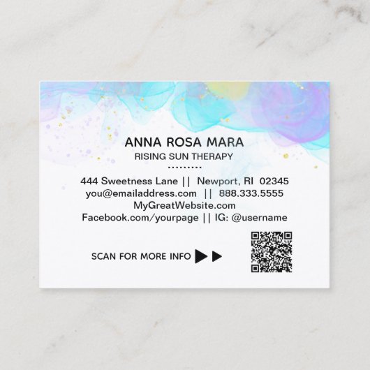 *~* Etherale QR AP46 Gold Glitter Abstracte Logo Visitekaartje (Achterkant)