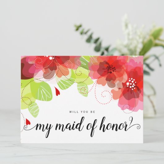 Etherale rode bloemen zullen je mijn eerbewijs zij kaart (Staand voorkant)