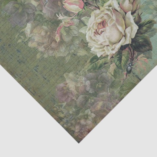 Etherale Rozen, Paarse pansieën en insecten Tissuepapier (Detail)